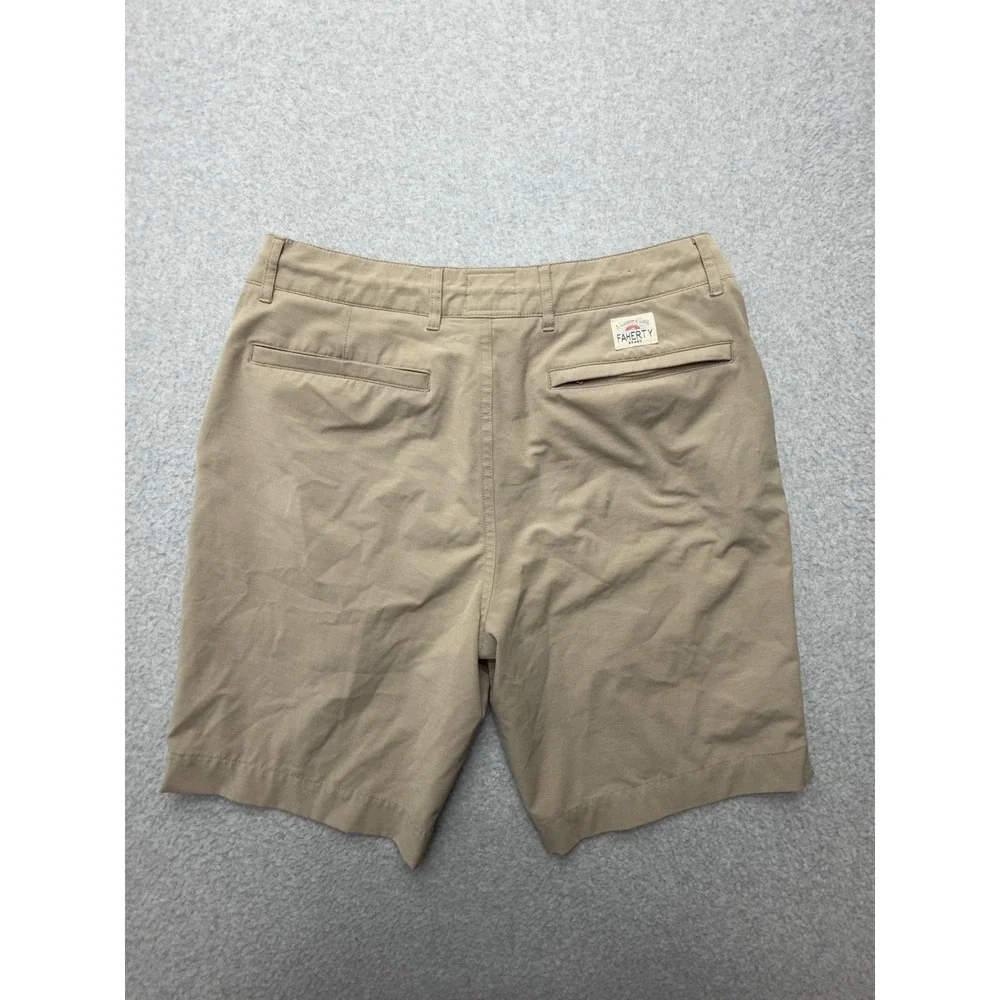 Faherty All Day Shorts Mens 30 Beige Chino 9 Inseam Drawstring Stretch Casual
